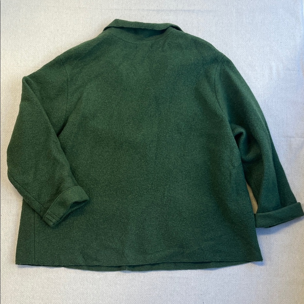 Lands’ End 100% Wool Green Button Front Jacket 24W Plus - Picture 7 of 13